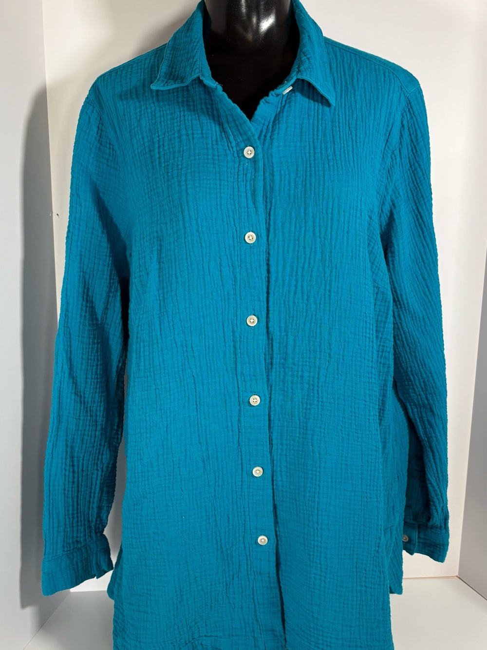 J. Jill Teal Textured Gauze Tunic Top